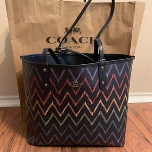 Coach chevron tote reversible